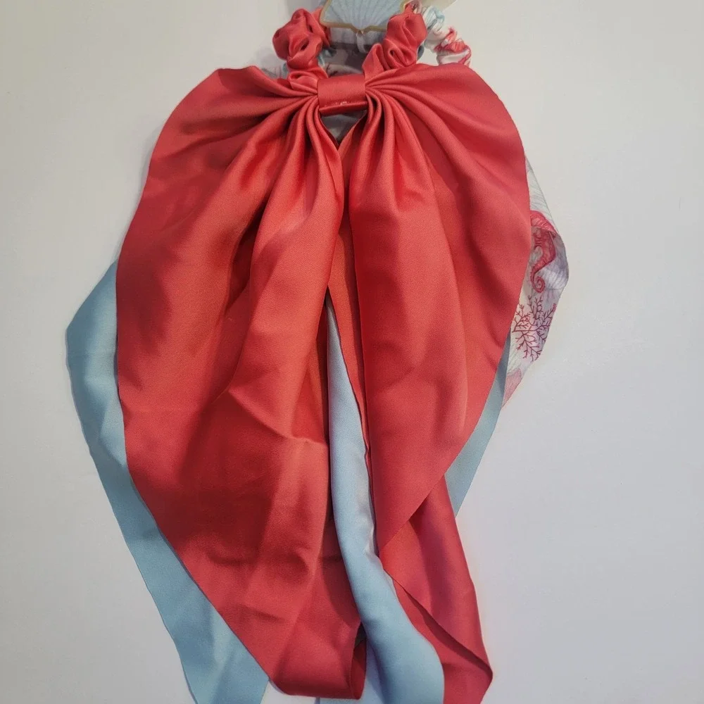 Piper K Coastal Scarf and Rhinestone CRAB Gold Hair Claw Clip Nautical SEA‎ LIFE
